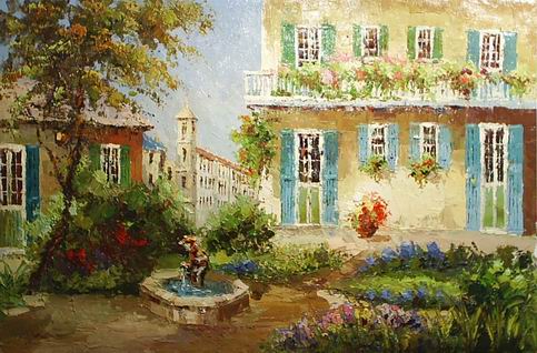 well in yard painting, a palette knife paintings reproduction, we never sell well in yard poster
