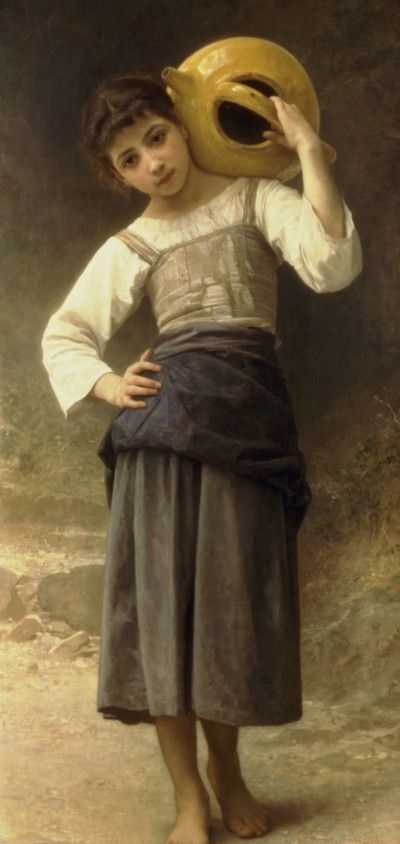 Young Girl Going to the Fountain - Oil Painting Reproduction