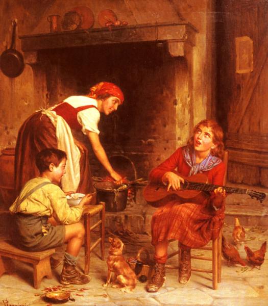 Reggianini Oil Painting Reproduction - Serenading the Family