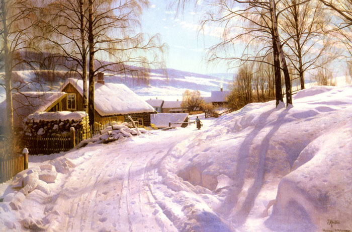 snow landscape oil painting