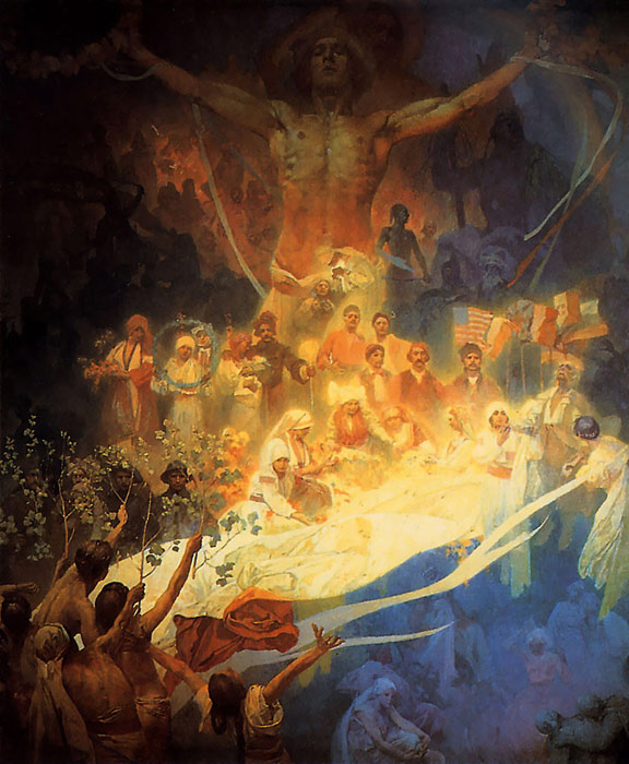 Oil Painting Reproduction of Mucha- The Apotheosis of the Slavs