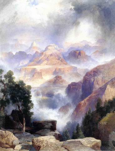 A Showrey Day, Grand Canyon painting, a Thomas Moran paintings reproduction