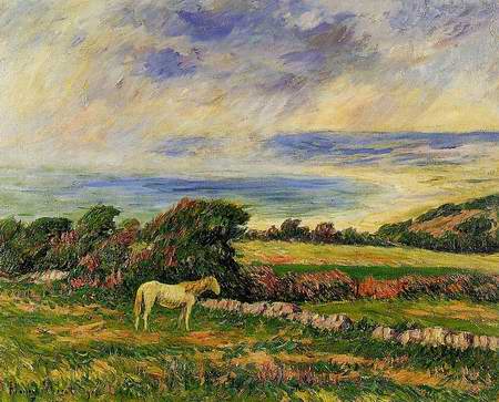 Horse in a Meadow painting, a Henri Moret paintings reproduction, we never sell Horse in a Meadow