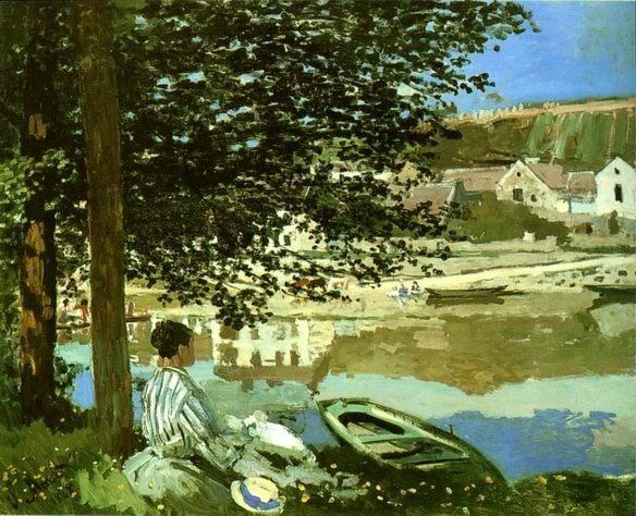 River Scene at Bennecourt,1868 painting, a Claude Monet paintings reproduction, we never sell River