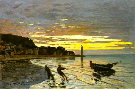 Towing of a Boat at Honfleur 1864 painting, a Claude Monet paintings reproduction, we never sell