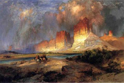 Cliffs of the Upper Colorado River painting, a Thomas Moran paintings reproduction, we never sell
