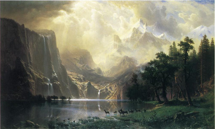 Oil Painting Reproduction of Bierstadt - Among the Siera Navada Mountains, California