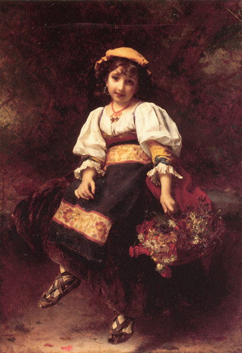 Oil Painting Reproduction of Piot- The Flower Seller