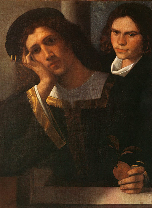 Giorgione Oil Painting Reproductions - Double Portrait (attributed to Giorgione)