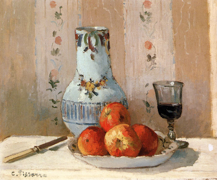 Camille Pissaro Oil Painting Reproductions- Still Life with Apples and Pitcher