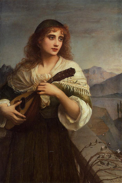 Oil Painting Reproduction of Halle - Francesca and Her Lute