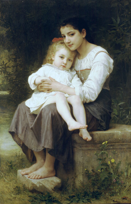 Oil Painting Reproduction of Bouguereau William - La Soeur a?nee [Big sis], Oil Painting