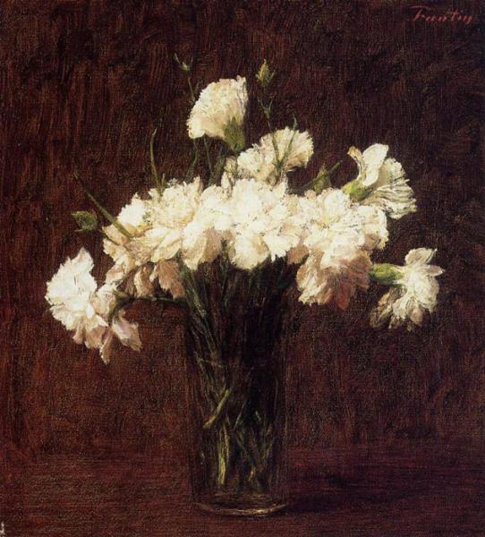 Fantin- Latour Oil Painting Reproductions - White Carnations