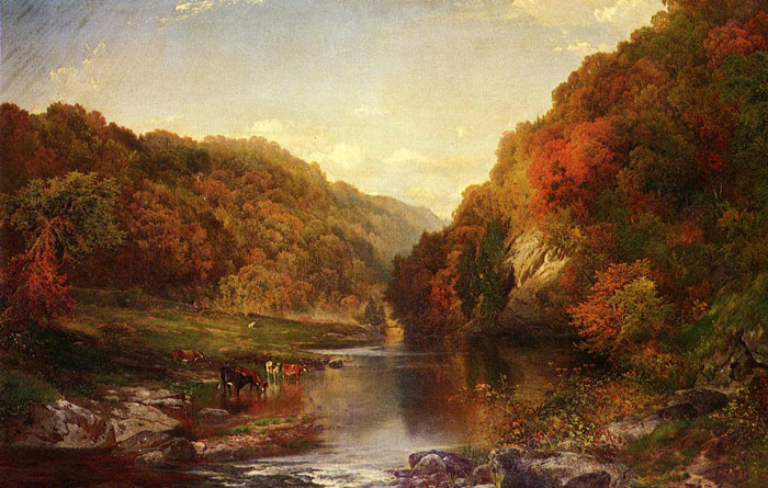 Moran Oil Painting Reproductions - Autumn on the Wissahickon