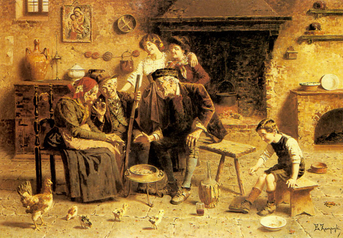 Oil Painting Reproduction of Zampighi- The Hunters Tale