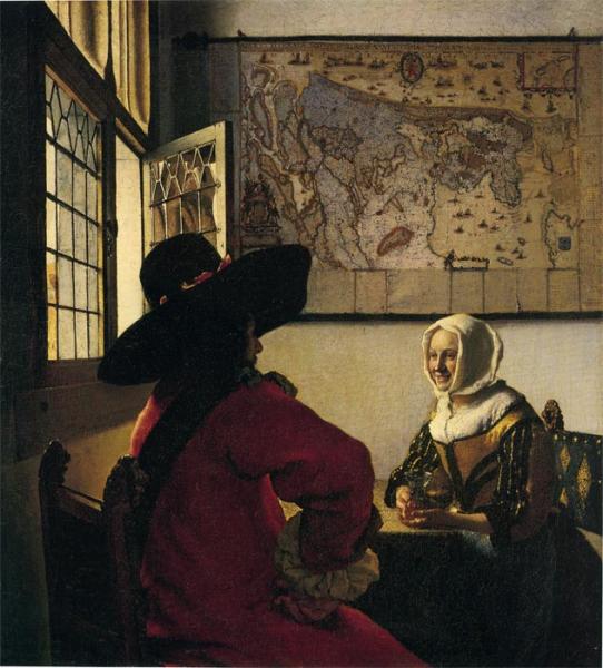 Vermeer Oil Painting Reproductions - Officer and Laughing Girl