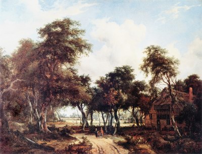 Landscape with woods and cottage