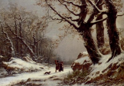 Travellers In Winter Woodland