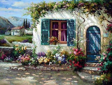 Mediterranean Garden oil painting