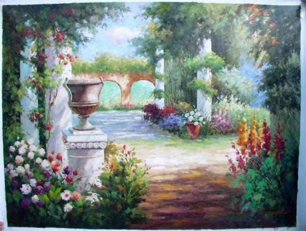 oil paintings of flower gardens