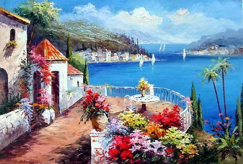 a miniature painting visual arts Mediterranean Sea oil painting