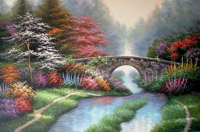 peaceful stream across the bridge