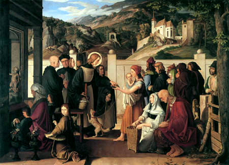 Der hl. Rochus verteilt Almosen