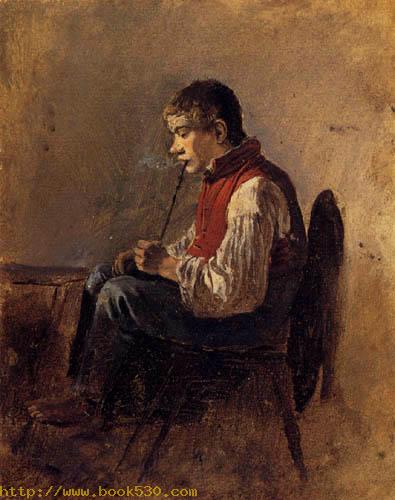 Pfeifenrauchender Knabe