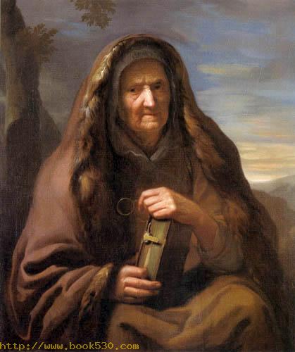 Old woman with book and eyeglasses