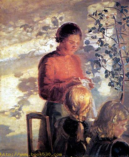 Two girls learn to sew