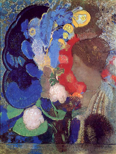 Woman between flowers