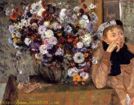 Woman with a vase of flowers