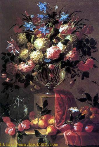 Flower still life with fruits