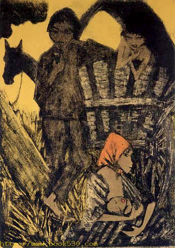 Gypsy family at the covered wagon