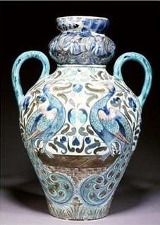 A Large Iznic Vase, Decorated in the Damascus Manner with Peacocks Amongst Stylised Foliage