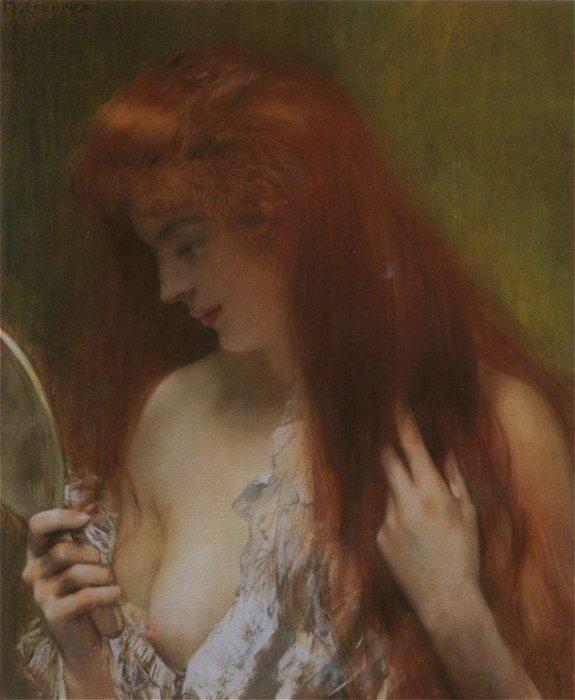 Jeune Femme Rousse À La Toilette