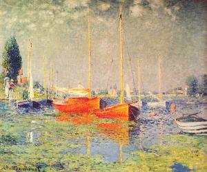 The red boats c1875 Oil Painting