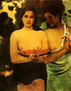 Two Tahitian Women With Mangoe Oil Painting