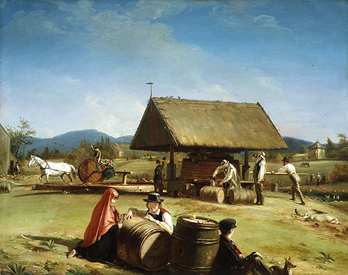 Cottages oil painting