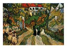 Village Street and Steps in Auvers with Figures Oil Painting