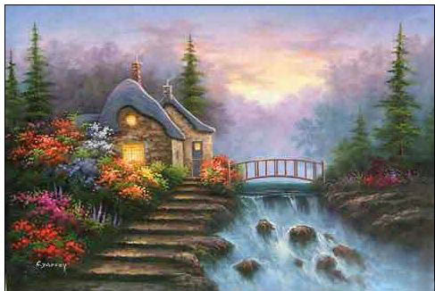Cottages oil painting