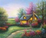 Cottages oil painting