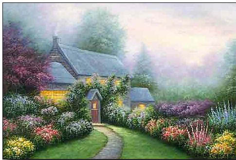 Cottages oil painting