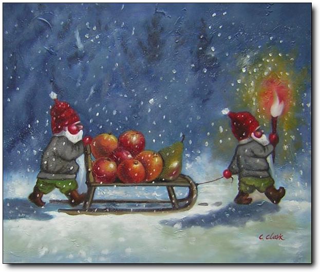 Christmas oil painting