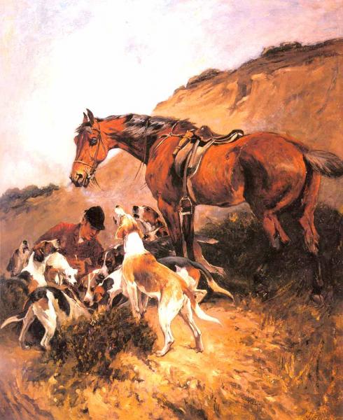 Hunting oil painting