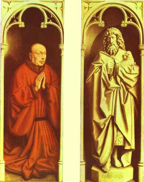 Oil painting:Donors and Saints. 1432