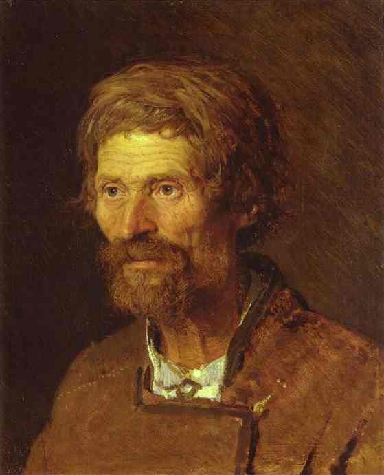 Oil painting:Head of an Old Ukranian Peasant. 1871