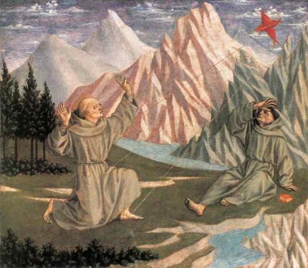 Oil painting:St. Francis Receiving the Stigmata. c. 1445