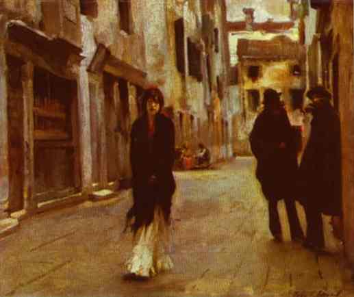 Oil painting:Street in Venice. 1882