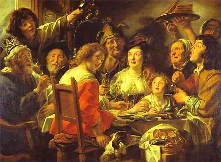 Oil painting:The King Drinks; Celebration of the Feast of the Epiphany.